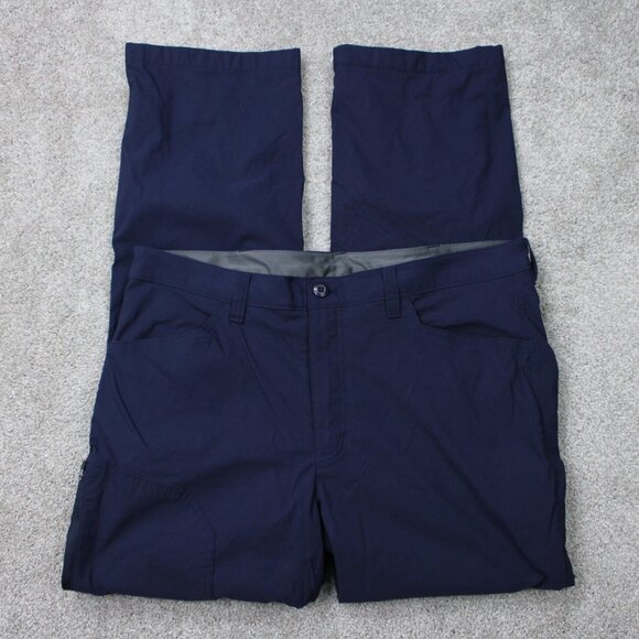 Eddie Bauer Pants Mens 38x32 Blue Fleece Lined Tech Nylon Stretch Cargo Pocket - Picture 1 of 14